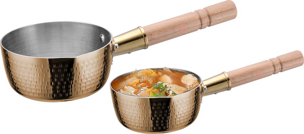 Yapamit YT007 Tri-ply Hammered Sauce Pot Stainless Steel Saucepans Milk Sauce Pan na May Wooden Handle Cooking Pot, Suporta Para sa Stove At Induction Sauce Pot Saucepans