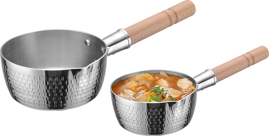 Yapamit YT007 Tri-ply Hammered Sauce Pot Stainless Steel Saucepans Milk Sauce Pan na May Wooden Handle Cooking Pot, Suporta Para sa Stove At Induction Sauce Pot Saucepans