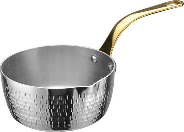 Yapamit YT007 Tri-ply Hammered Sauce Pot Stainless Steel Saucepans Milk Sauce Pan na May Wooden Handle Cooking Pot, Suporta Para sa Stove At Induction Sauce Pot Saucepans