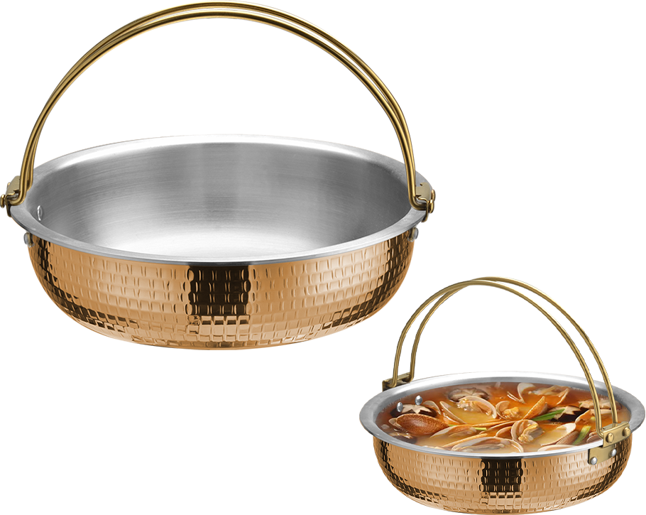 YT004 Hammered Double-Handle Stainless Steel One-person Sukiyaki Pot , para sa Home Kitchen Restaurant Camping