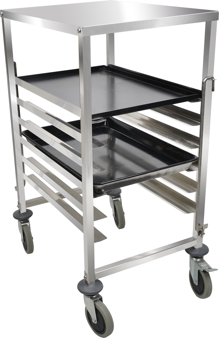 Stainless Steel Single-line Cake Pan Trolley na may Top Board