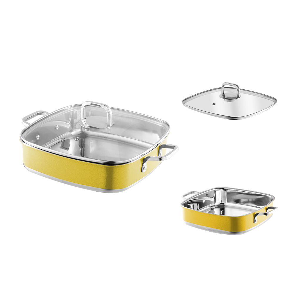 Yapamit square stainless steel 3 ply cookware set kusina nilagang palayok