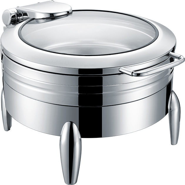 Yapamit Round Induction Chafing Dish W/Glass Window Lid Para sa Hotel Restaurant