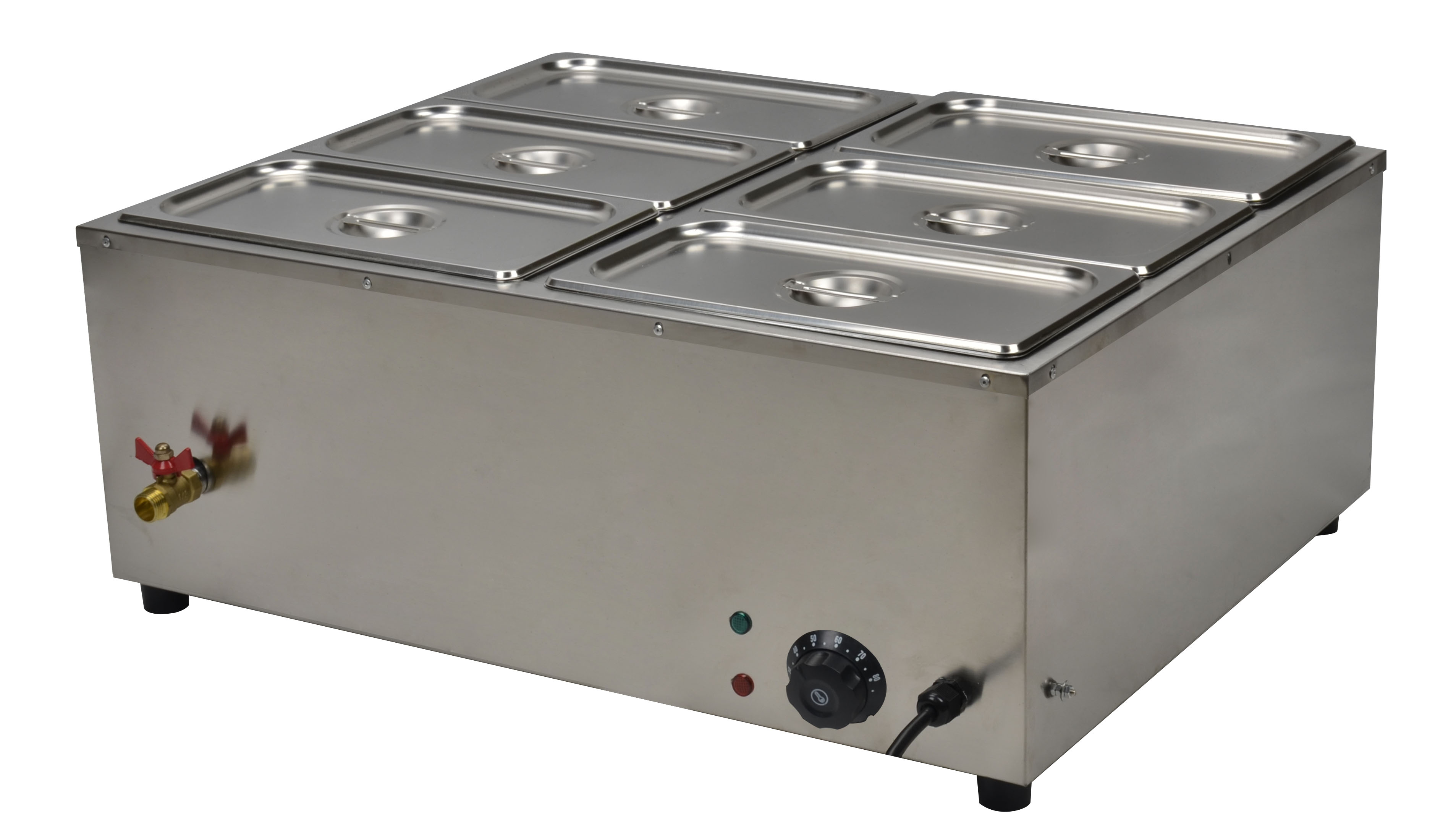 Commercial Food Warmer, Stainless Steel Bain Marie Buffet Countertop na may Temperature Control at Takip para sa Mga Party, Catering, Mga Restaurant 110V